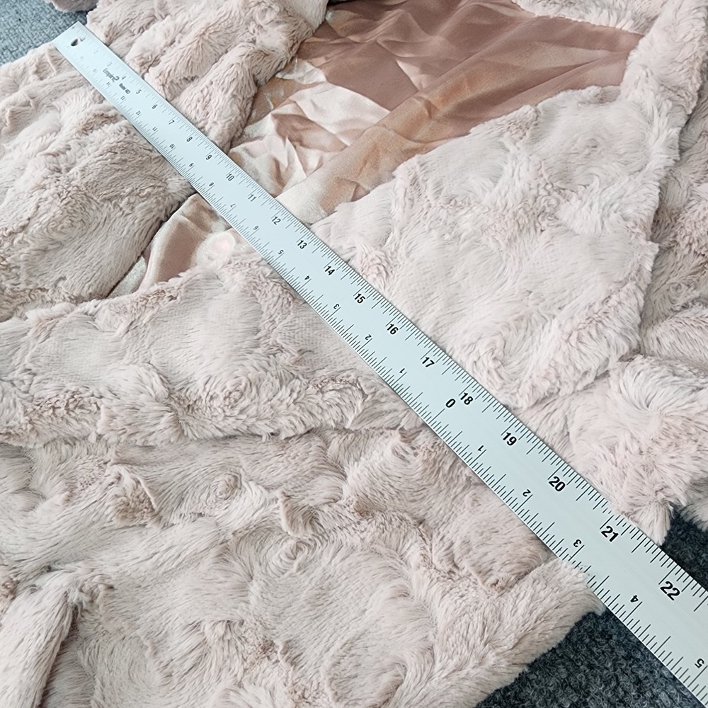 HYFVE Pink Plush Womens Coat L Waterfall Trench Fuzzy Cozy Jacket Cardigan Soft - Picture 7 of 13